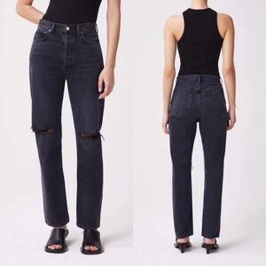 NWT AGOLDE Jeans 90’s Pinch Waist High Rise Straight Black Size 23